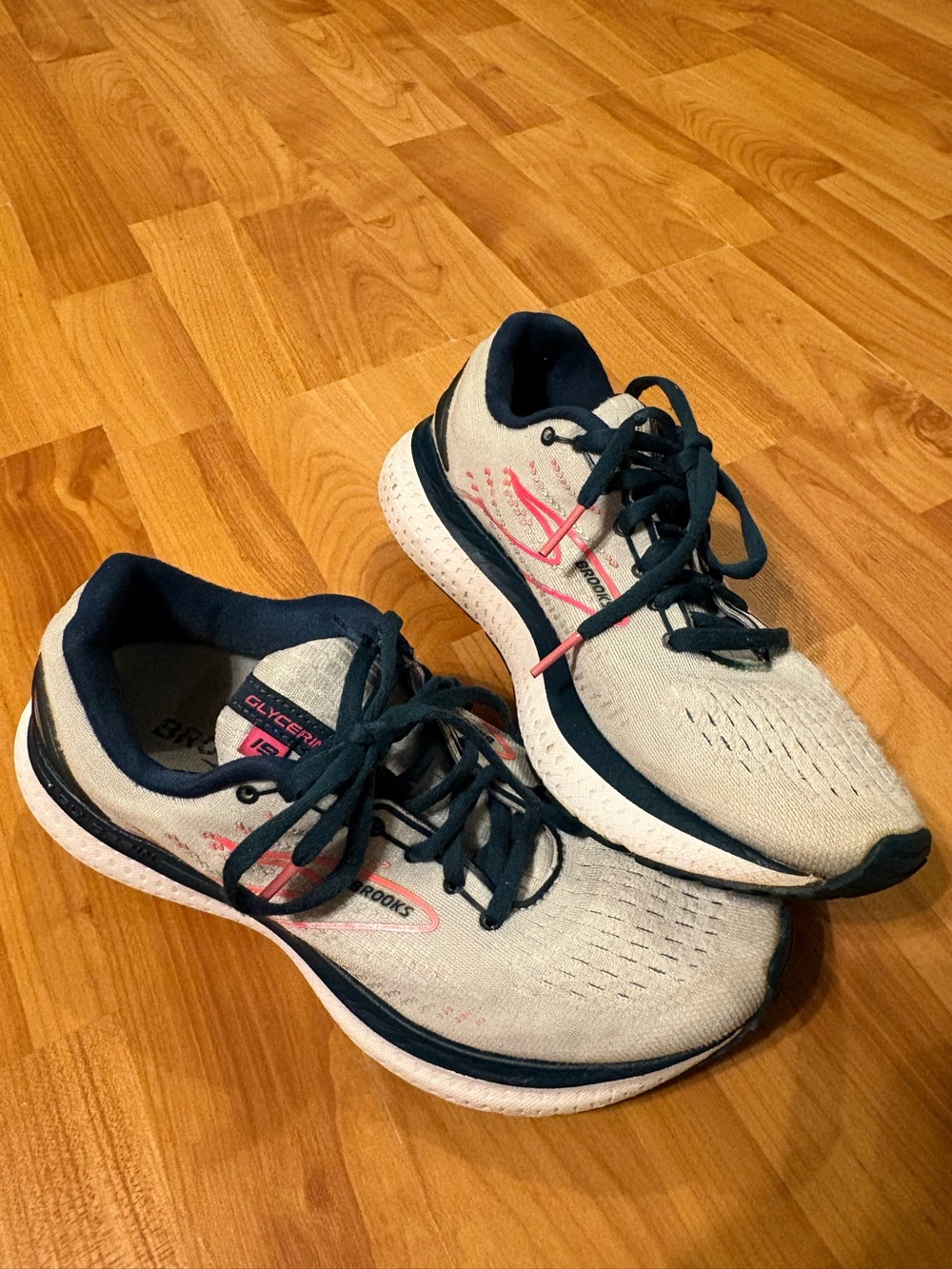 🔥Brooks Women's Glycerin 19 Ice Flow/Navy/Pink Running Athletic Shoes 8D(Wide)